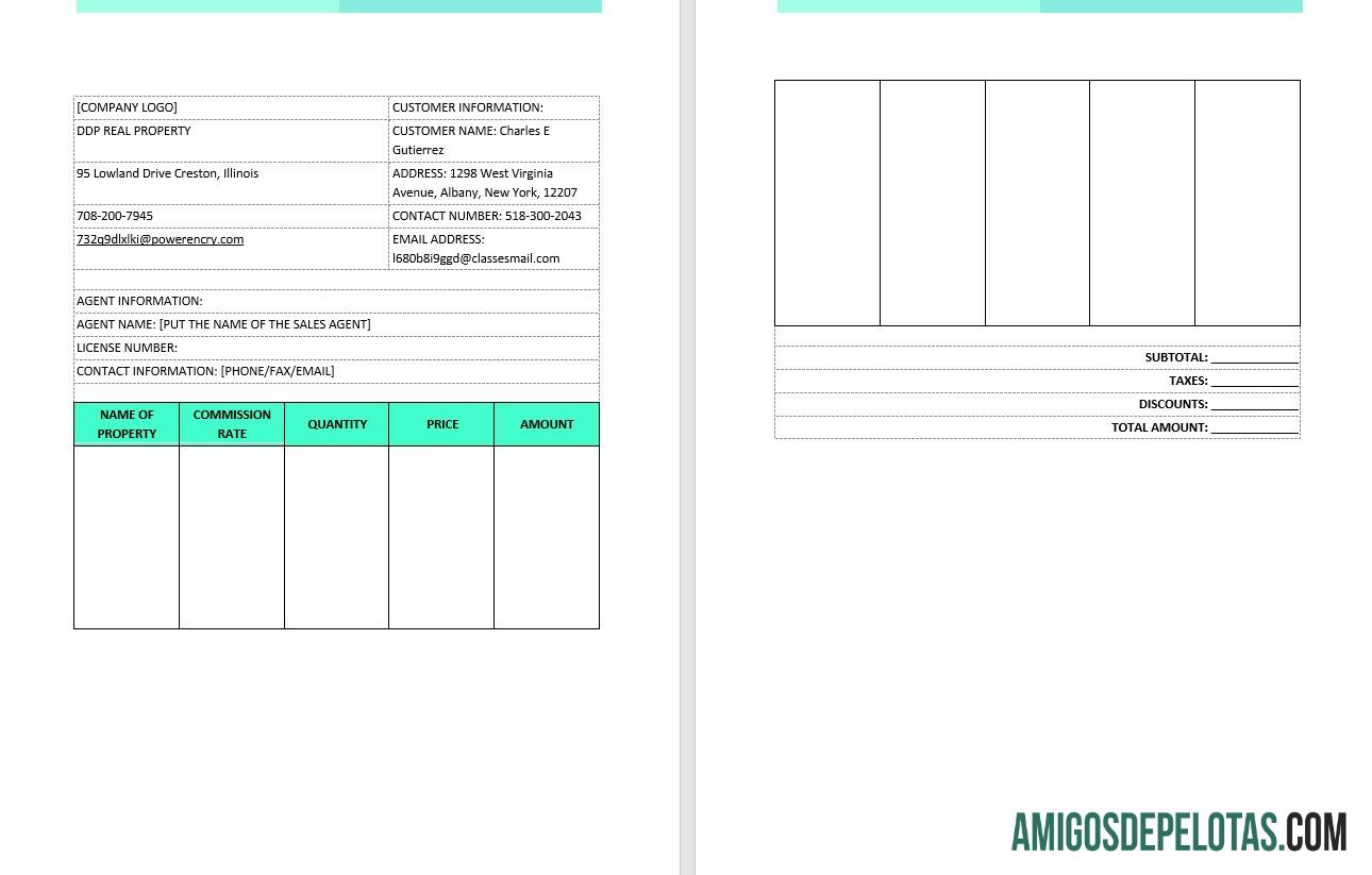 para download Modelo de fatura de comissão de corretagem imobiliária